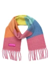 Kurt Geiger London Rainbow Wave Long Scarf In Pink