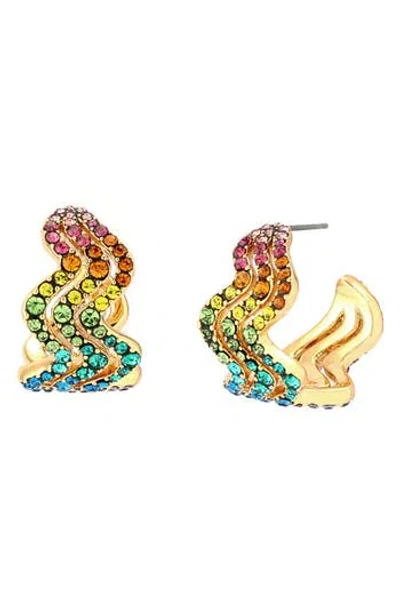 Kurt Geiger London Rainbow Wave Small Hoop Earrings In Gold
