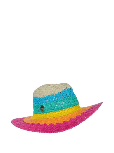 Kurt Geiger London Rainbow Woven Fedora In Multi