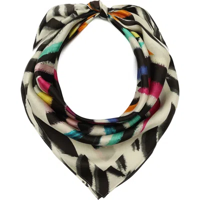 Kurt Geiger London Rainbow Zebra Silk Square Scarf In Pattern