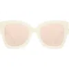Kurt Geiger London Rectangular Sunglasses In Bone/mirror