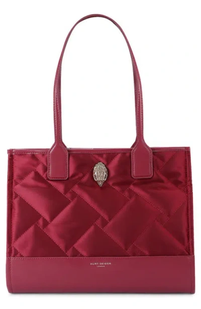 Kurt Geiger London Recycled Quilted Small Shopper In Dark Red