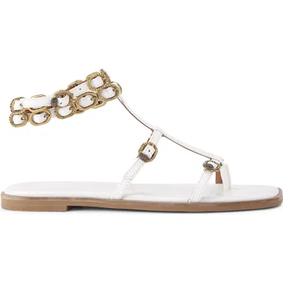 Kurt Geiger London Regent Buckle Embellished Gladiator Sandal In White