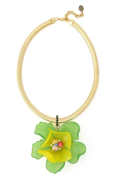Kurt Geiger London Resin Floral Collar Necklace In Green