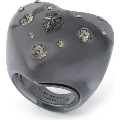 Kurt Geiger London Resin Heart Cocktail Ring In Purple