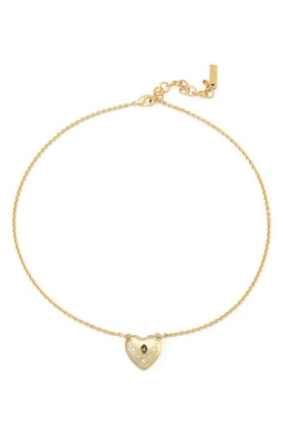 Kurt Geiger London Resin Heart Pendant Necklace In Champagne