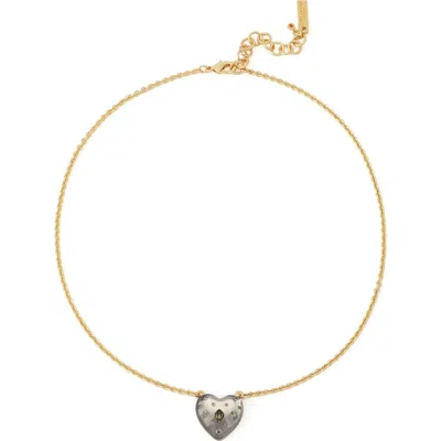 Kurt Geiger London Resin Heart Pendant Necklace In Gold