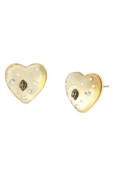 Kurt Geiger London Resin Heart Stud Earrings In Gold