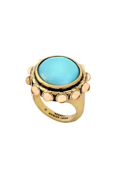 Kurt Geiger London Resin Stone Cocktail Ring In Gold