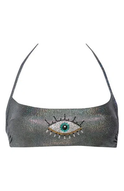 Kurt Geiger London Rhinestone Eye Bikini Top