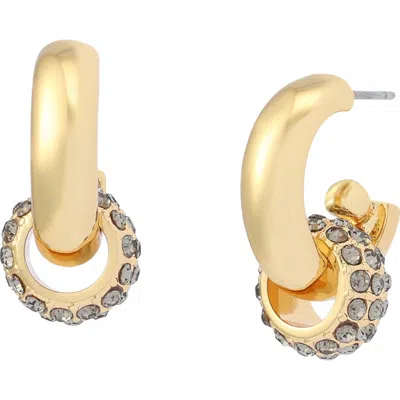 Kurt Geiger London Rondelle Pavé Huggie Hoop Drop Earrings In Gold