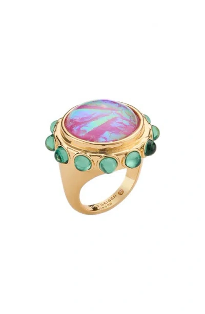 Kurt Geiger London Round Cocktail Ring In Pink