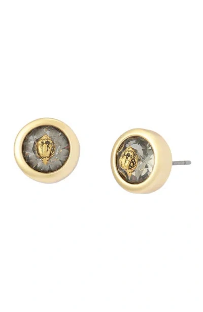 Kurt Geiger London Round Stone Stud Earrings In Gold