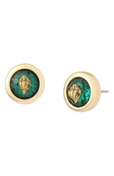 Kurt Geiger London Round Stone Stud Earrings In Gold