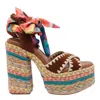 Kurt Geiger Womens Mult/other Chelsea Scarf Rope-heel Platform Suede Sandals Eur 41 / 8 Uk In Multicolour