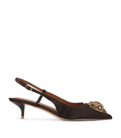 Kurt Geiger London Satin Belsize Slingbacks In Brown