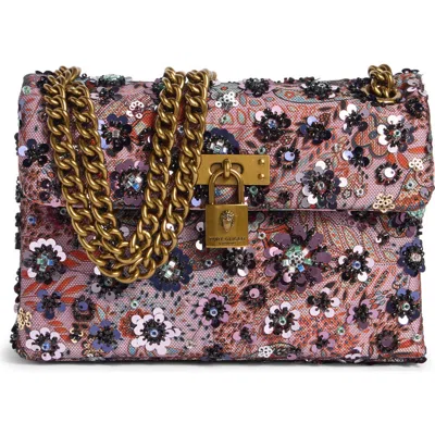 Kurt Geiger London Sequin Flower Mini Brixton Shoulder Bag In Pink