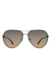 Kurt Geiger London Shoreditch 60mm Rimless Aviator Sunglasses In Gold Havana/violet Green