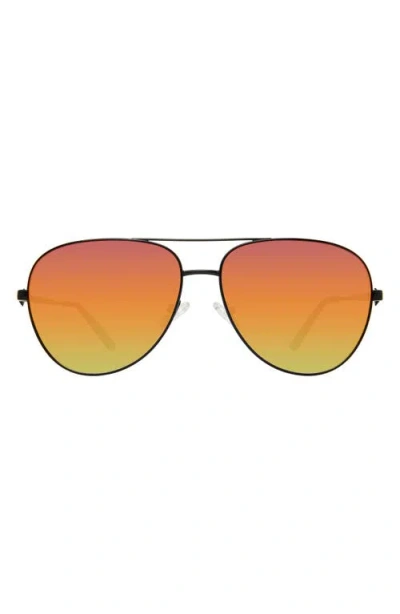 Kurt Geiger London Shoreditch 62mm Oversize Aviator Sunglasses In Black Fuchsia/ Rainbow