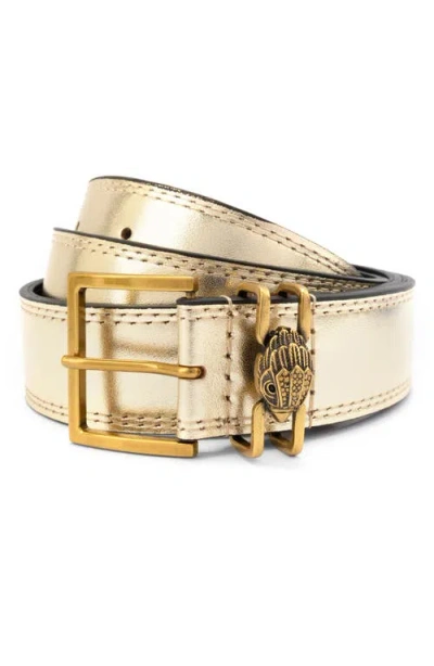 Kurt Geiger London Shoreditch Metallic Leather Belt In Gold