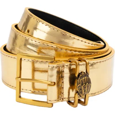 Kurt Geiger London Shoreditch Metallic Leather Belt In Gold