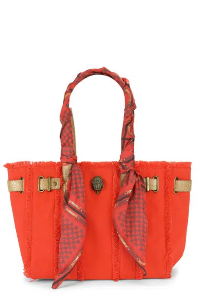 Kurt Geiger London Sloane Small Scarf Wrapped Cotton Tote In Orange