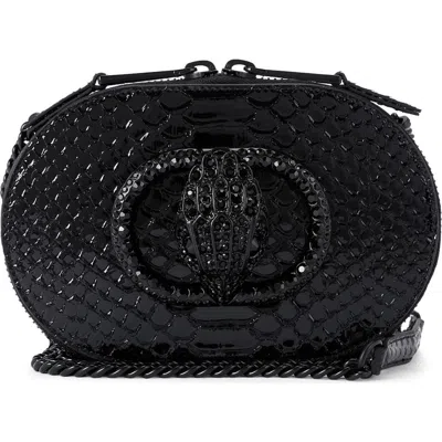 Kurt Geiger London Small Chelsea Croc Embossed Leather Crossbody Bag In Black