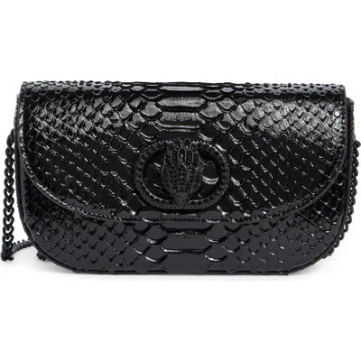 Kurt Geiger London Small Chelsea Croc Embossed Leather Crossbody Bag In Black