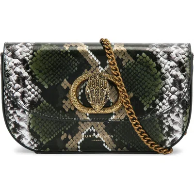 Kurt Geiger London Small Chelsea Croc Embossed Leather Crossbody Bag In Green