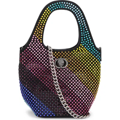 Kurt Geiger London Small Chelsea Crystal Leather Hobo Bag In Charcoal