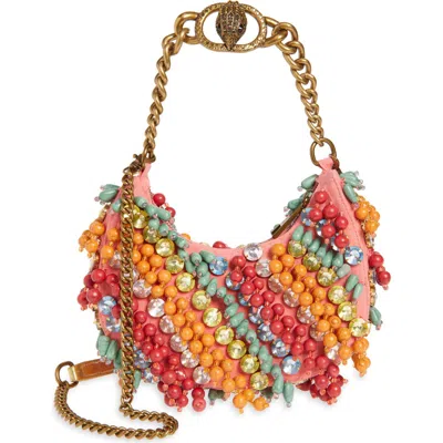 Kurt Geiger London Small Chelsea Embellished Hobo Bag In Coral Multi