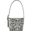 Kurt Geiger London Small Chelsea Snake Embossed Leather Bucket Bag In Open White
