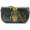 Kurt Geiger London Small Chelsea Snake Embossed Leather Crossbody Bag In Gray