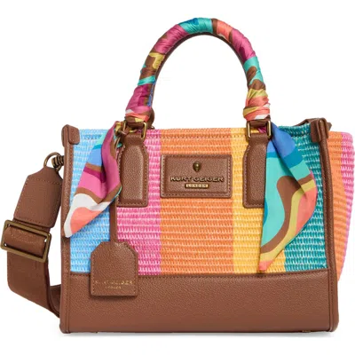 Kurt Geiger London Small Chiswick Raffia Tote In Brown