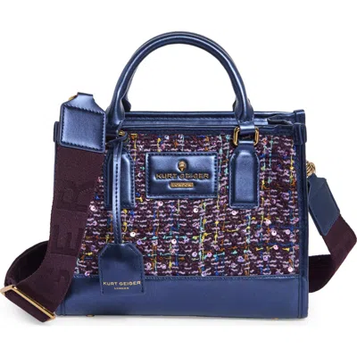 Kurt Geiger London Small Chiswick Tweed Tote In Purple