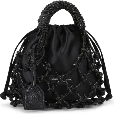 Kurt Geiger London Small Crystal Macramé Bag In Black