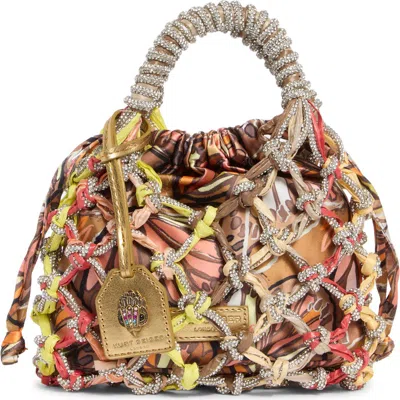 Kurt Geiger London Small Crystal Macramé Bag In Brown