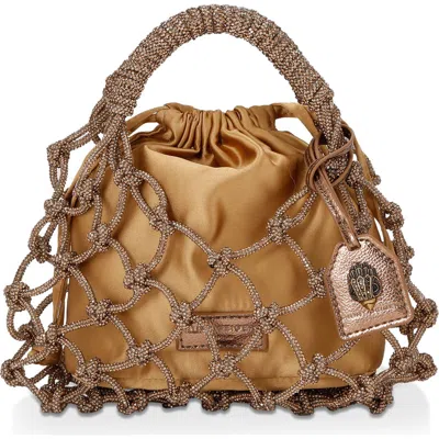 Kurt Geiger Small Macrame Crystal Bag In Rust/copper