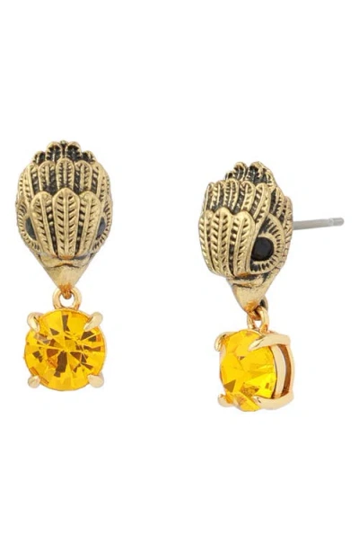Kurt Geiger London Small Eagle Stone Drop Earrings In Gold