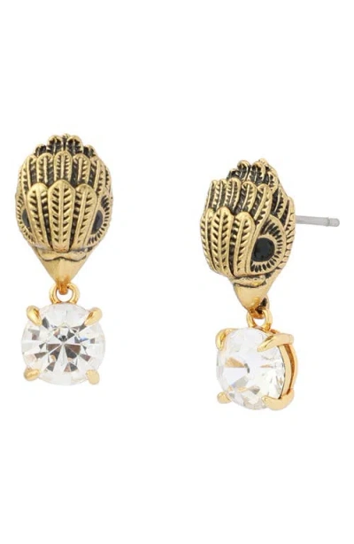Kurt Geiger London Small Eagle Stone Drop Earrings In Gold