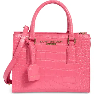 Kurt Geiger London Small Highgate Croc Embossed Tote In Pink