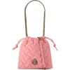 Kurt Geiger London Small Kensington Drawstring Quilted Leather Shoulder Bag In Pink