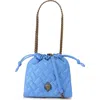 Kurt Geiger London Small Kensington Drawstring Quilted Leather Shoulder Bag In Medium Blue