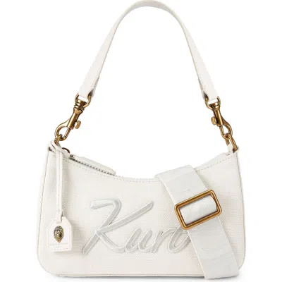 Kurt Geiger London Small Kurt Cotton Canvas Crossbody Bag In White