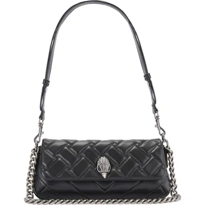 Kurt Geiger London Small Long Kensington Quilted Leather Shoulder Bag In Black