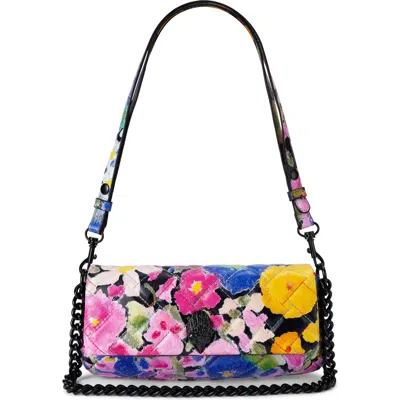 Kurt Geiger London Small Long Kensington Quilted Leather Shoulder Bag In Purple