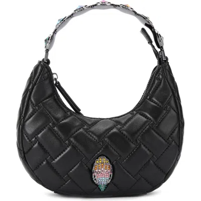 Kurt Geiger London Small Octavia Leather Top Handle Moonbag In Black