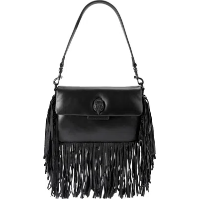 Kurt Geiger Oxford Fringe Small Leather Shoulder Bag In Black