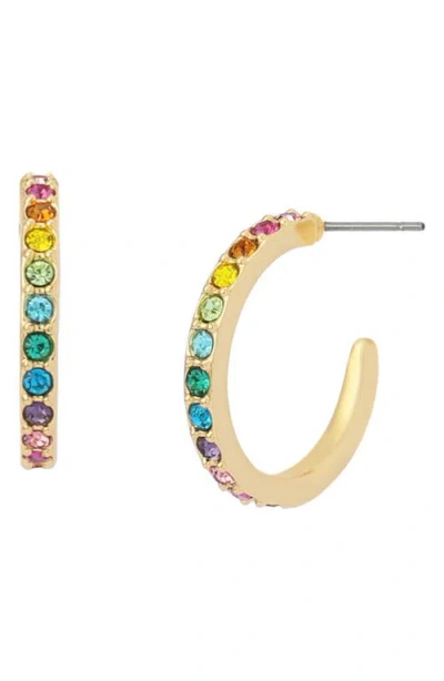 Kurt Geiger London Small Pavé Huggie Hoop Earrings In Pink