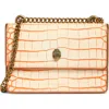 Kurt Geiger London Small Shoreditch Croc Embossed Leather Convertible Crossbody Bag In Open White